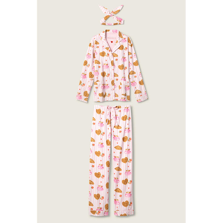 PJ Salvage Brunch Club Breakfast Print Flannel PJ Set