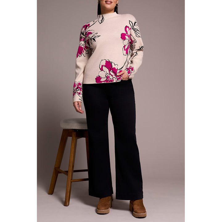 Tribal Knit Jacquard Funnel Neck Sweater