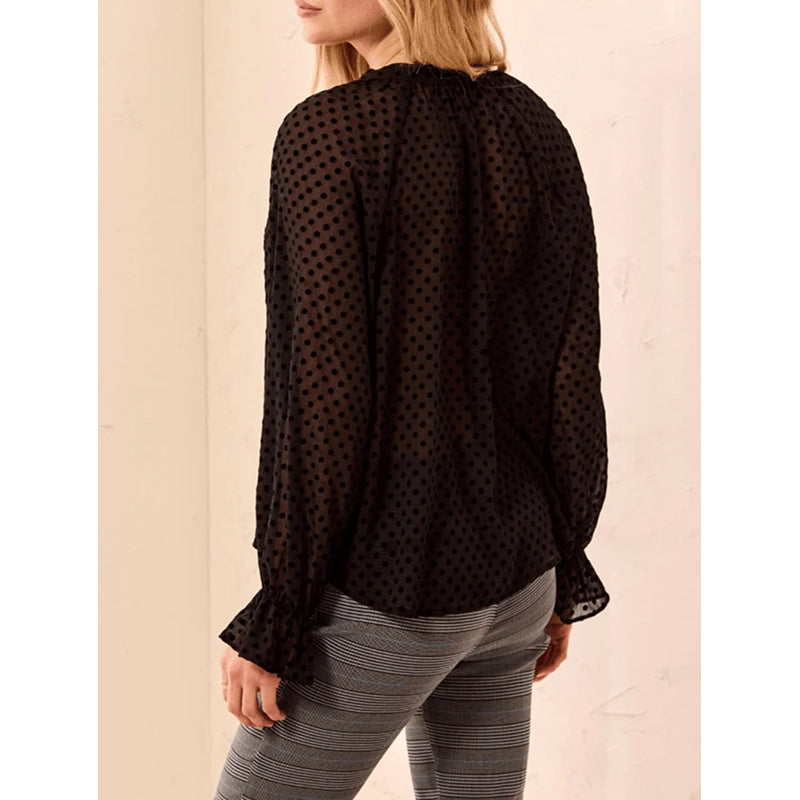 Blouse boutonnée à manches longues avec lien à nouer Tribal