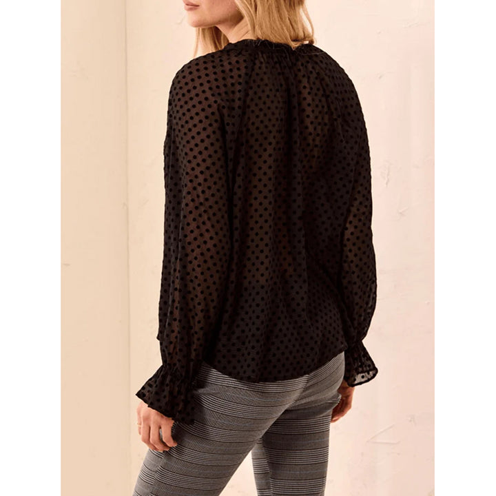 Blouse boutonnée à manches longues avec lien à nouer Tribal
