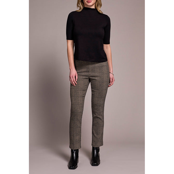 Tribal Funnel Neck Elbow Sleeve Knit Top