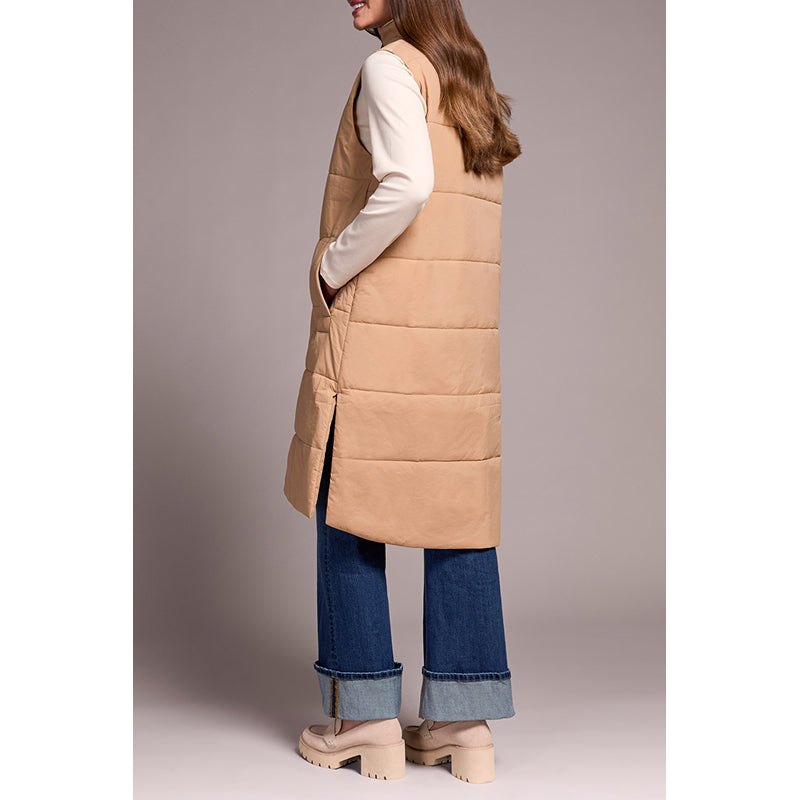 Tribal Long Zip-Front Quilted Vest
