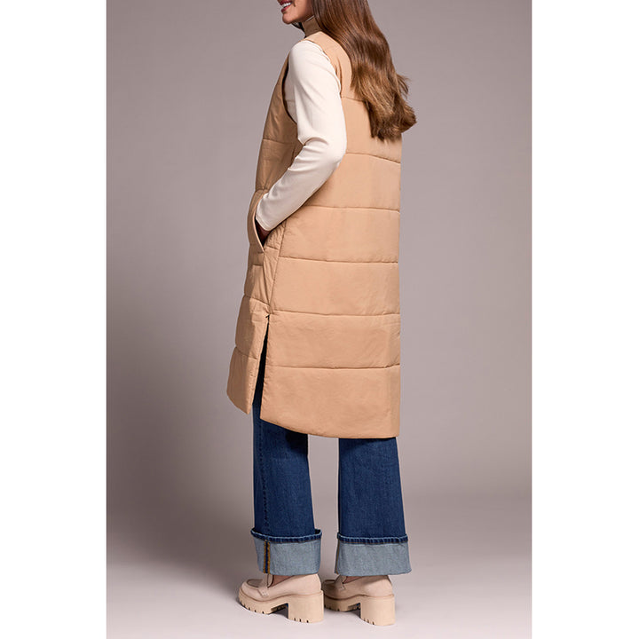 Tribal Long Zip-Front Quilted Vest