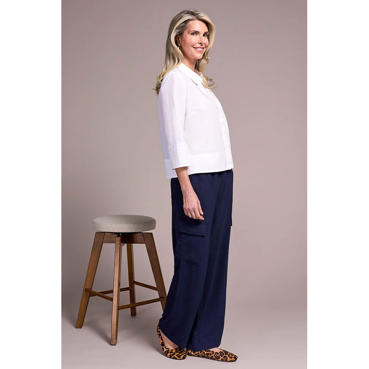 Tribal Soft Poplin 3/4 Sleeve Button-Front Shirt