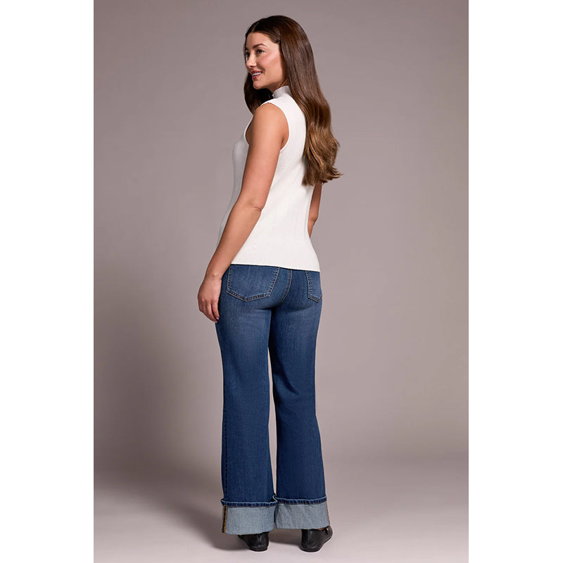 Tribal Textured Sleeveless Mock Neck Top