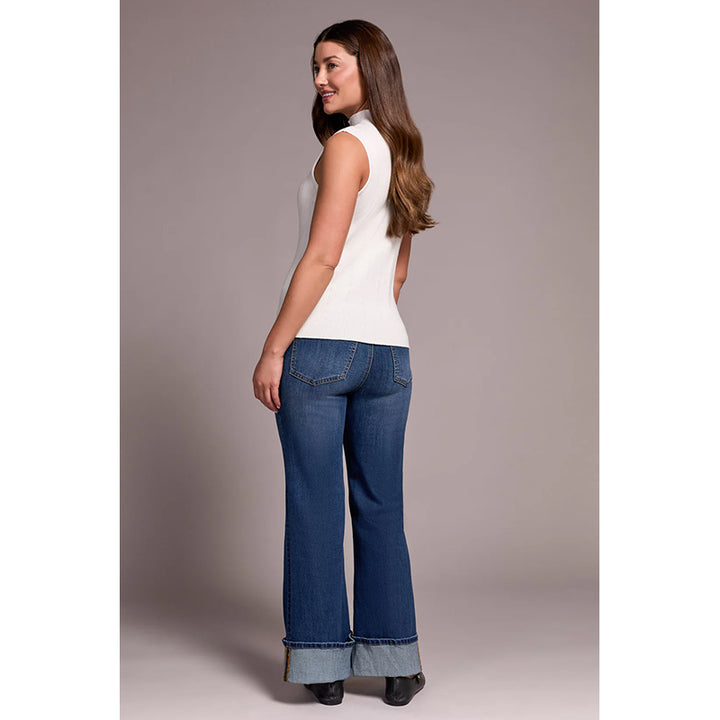 Tribal Textured Sleeveless Mock Neck Top