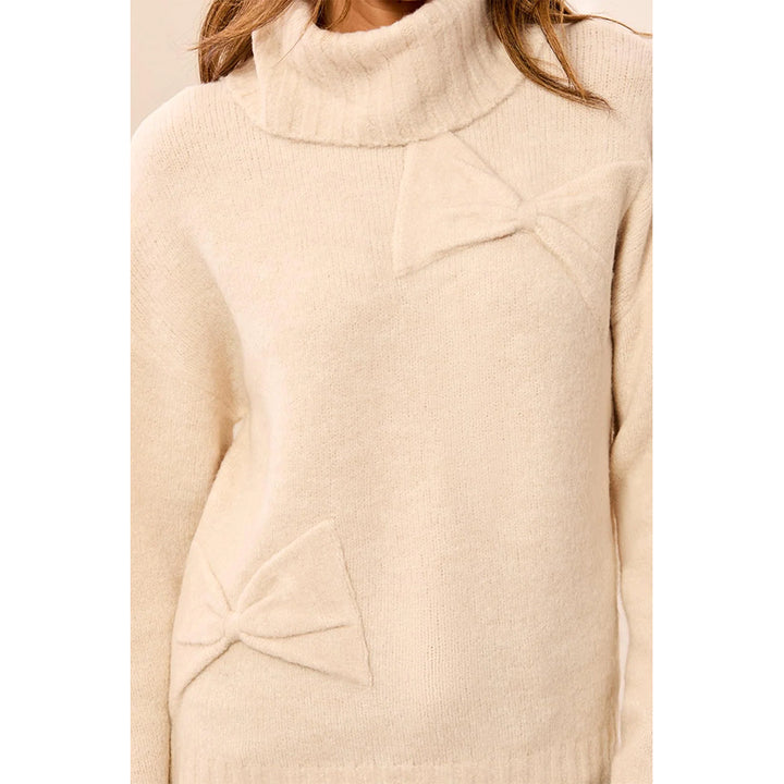 Tribal Turtle Neck Bow DTL Sweater