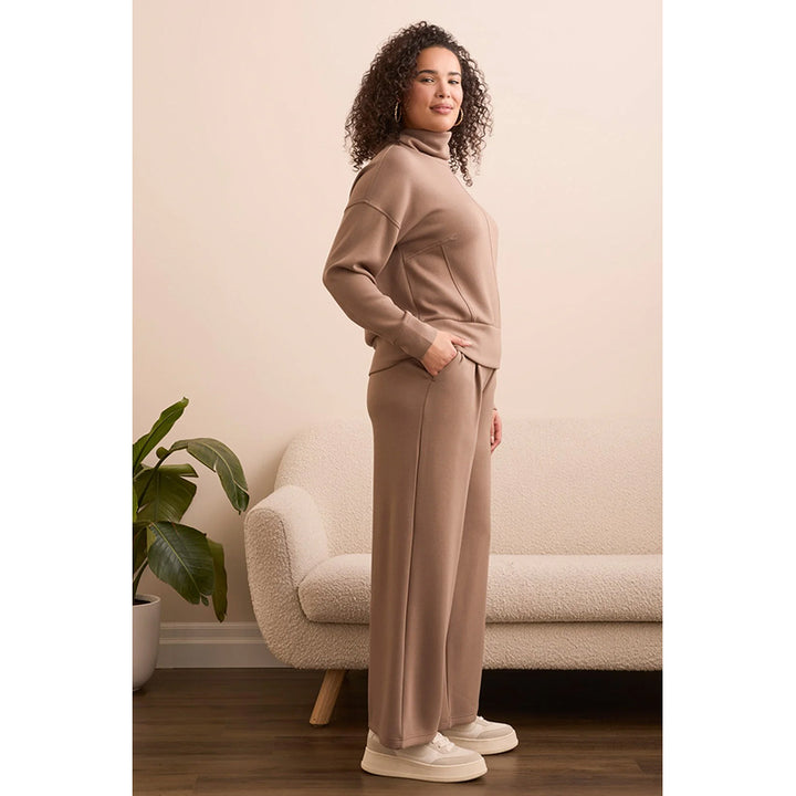 Tribal Techno Lux Drop Shoulder Funnel Neck Knit Top