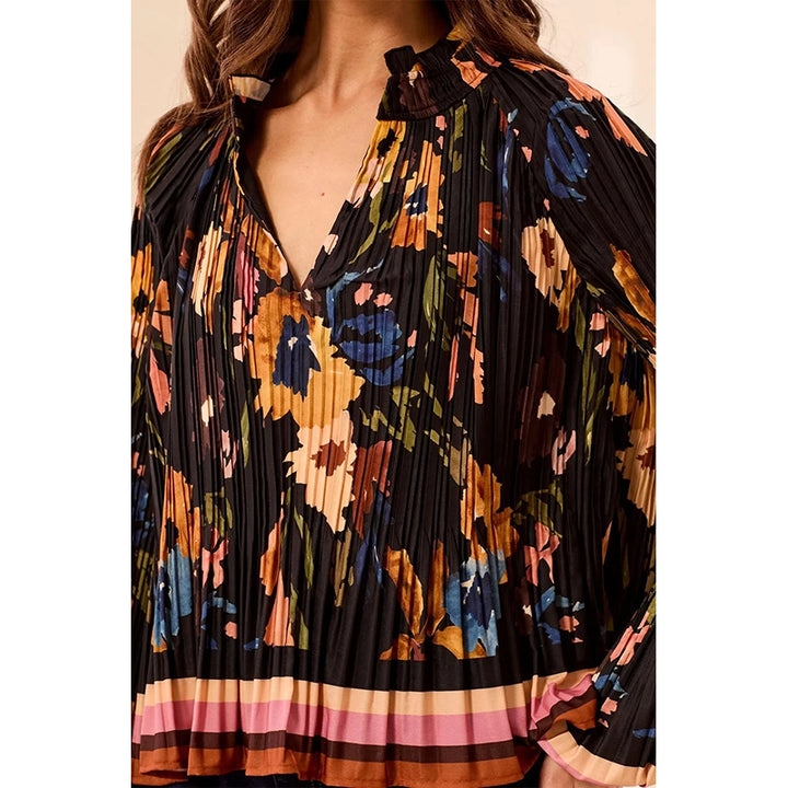 Blouse à manches longues Tribal avec col volanté