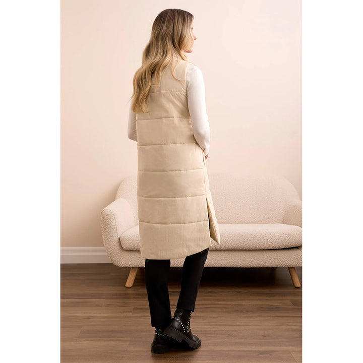 Tribal Long Zip-Front Quilted Vest