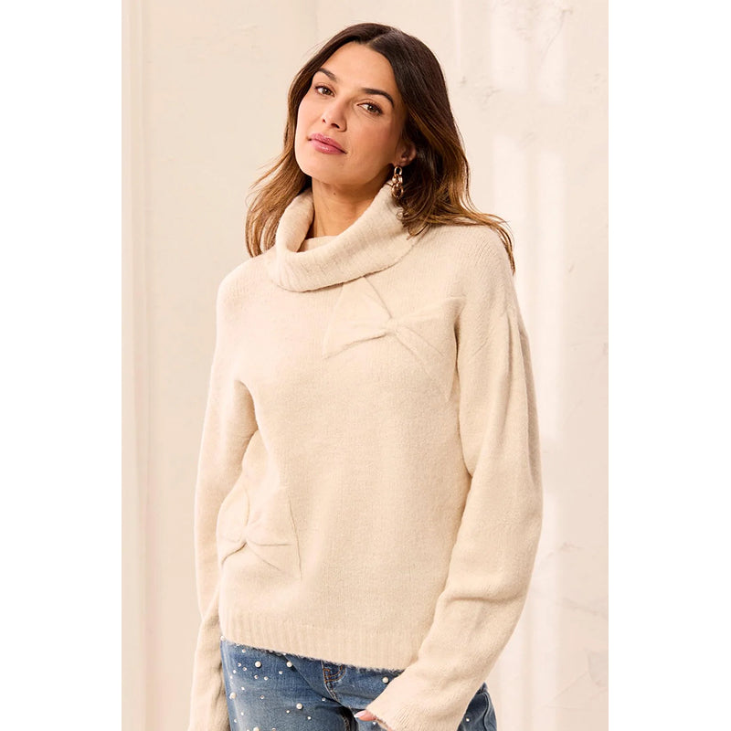 Tribal Turtle Neck Bow DTL Sweater