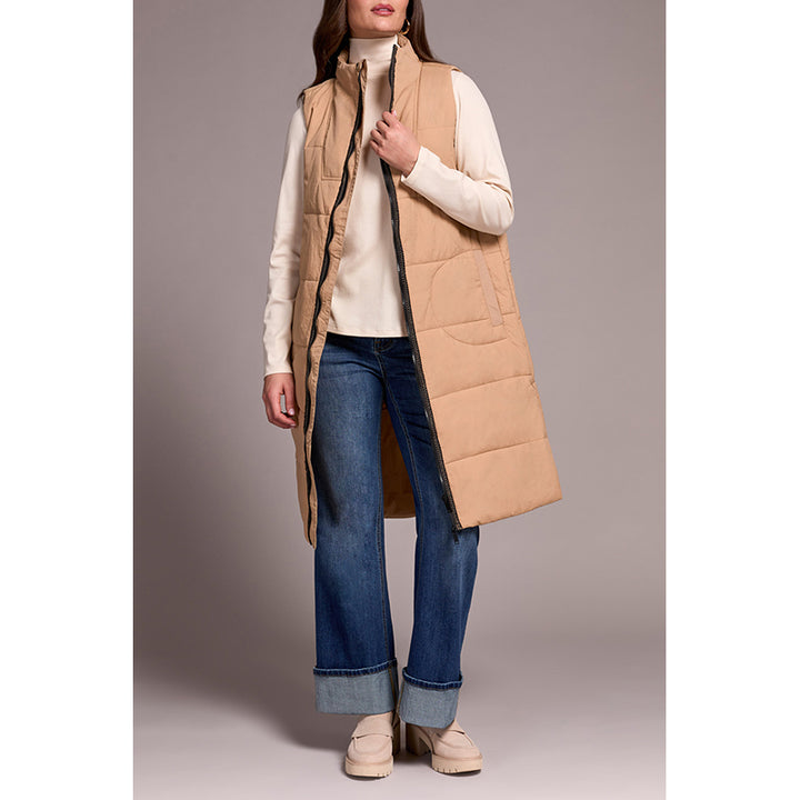 Tribal Long Zip-Front Quilted Vest