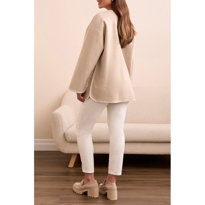 Tribal Button Front Coat with Detachable Scarf