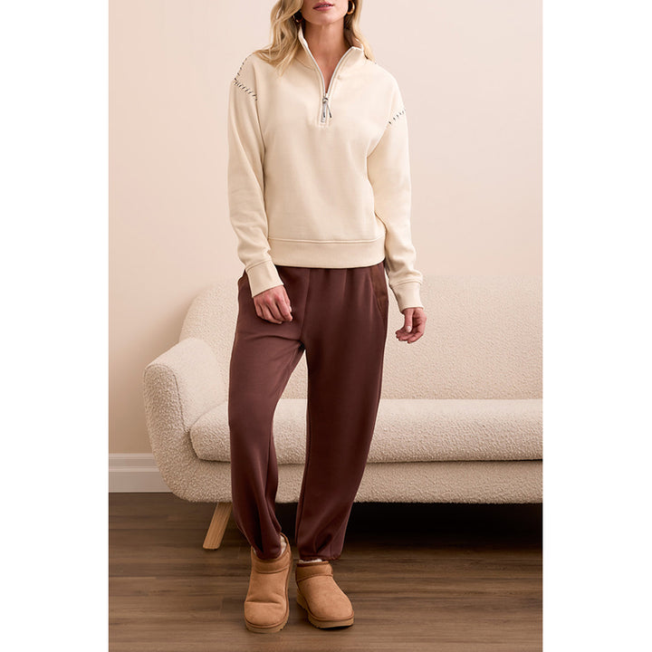 Tribal Long Sleeve Funnel Neck Top with Stitching