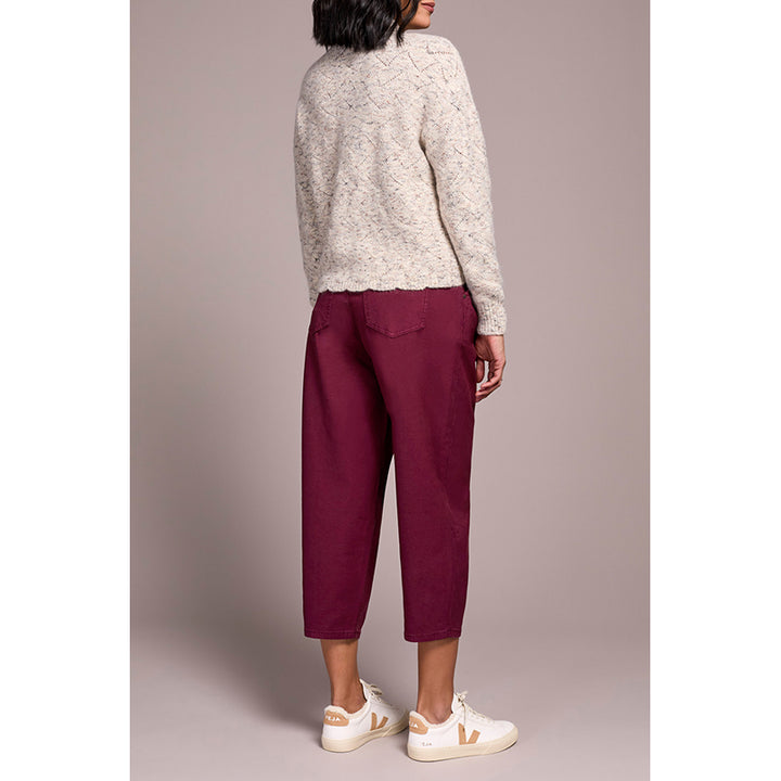 Tribal Mock Neck Puff Sleeve High Low Sweater