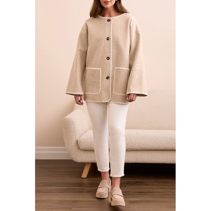 Tribal Button Front Coat with Detachable Scarf