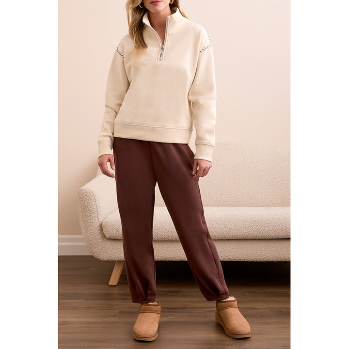 Tribal Long Sleeve Funnel Neck Top with Stitching