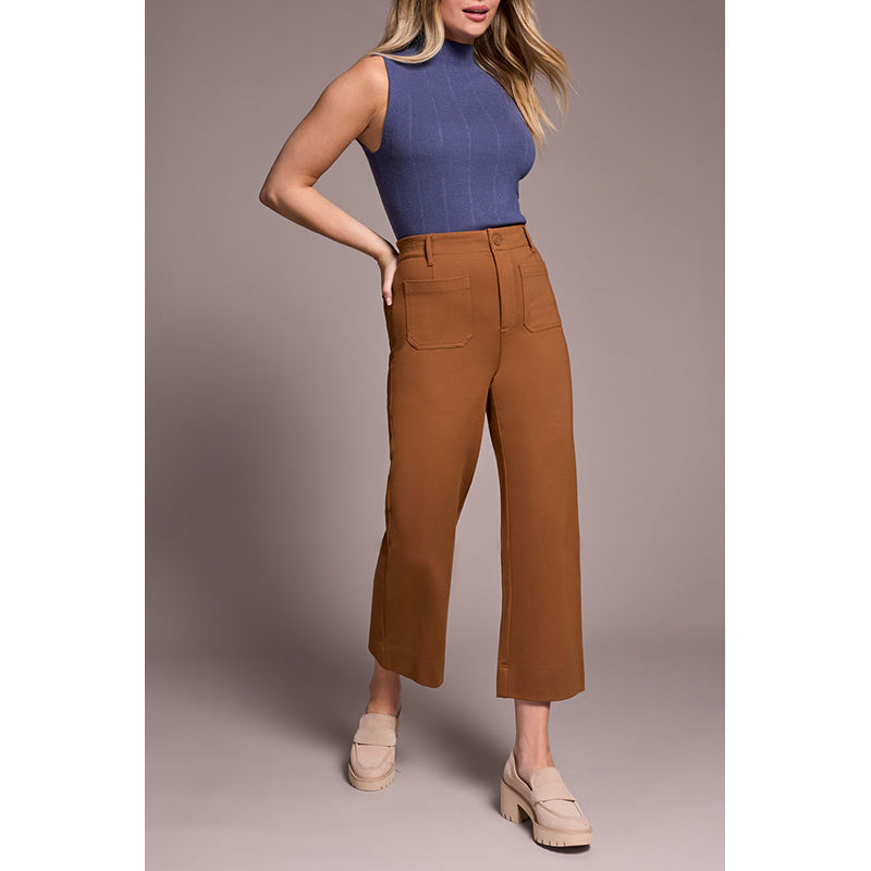 Tribal High Rise Fly Front Capri with Pockets