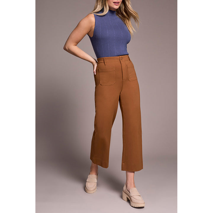 Tribal High Rise Fly Front Capri with Pockets