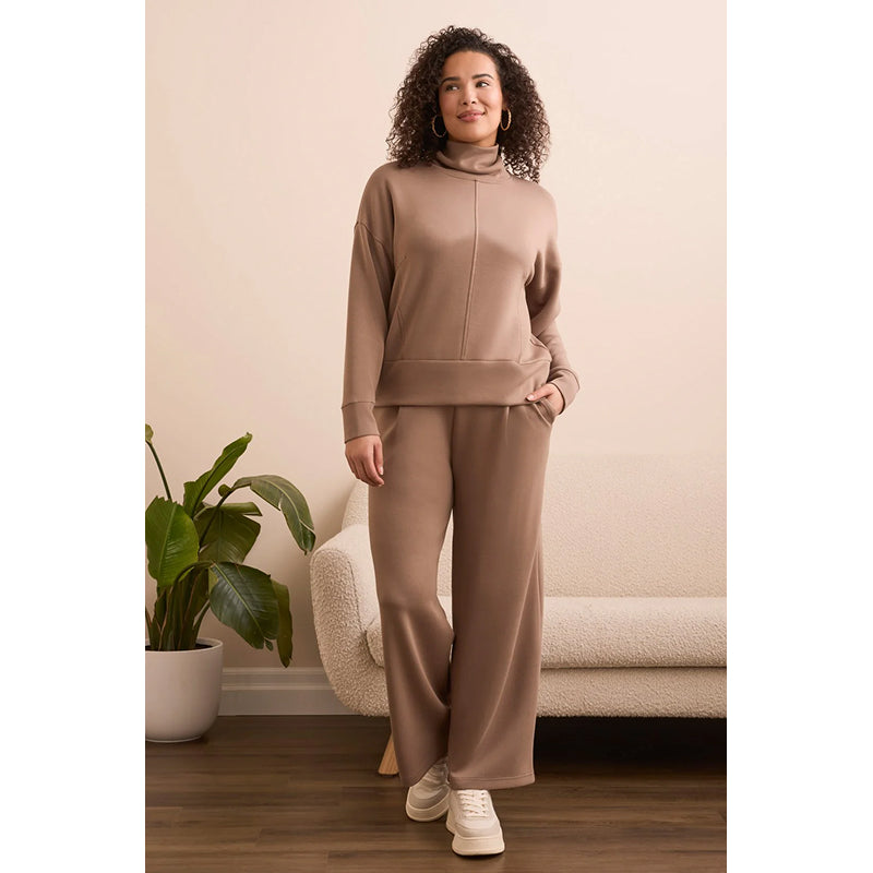 Tribal Techno Lux Drop Shoulder Funnel Neck Knit Top