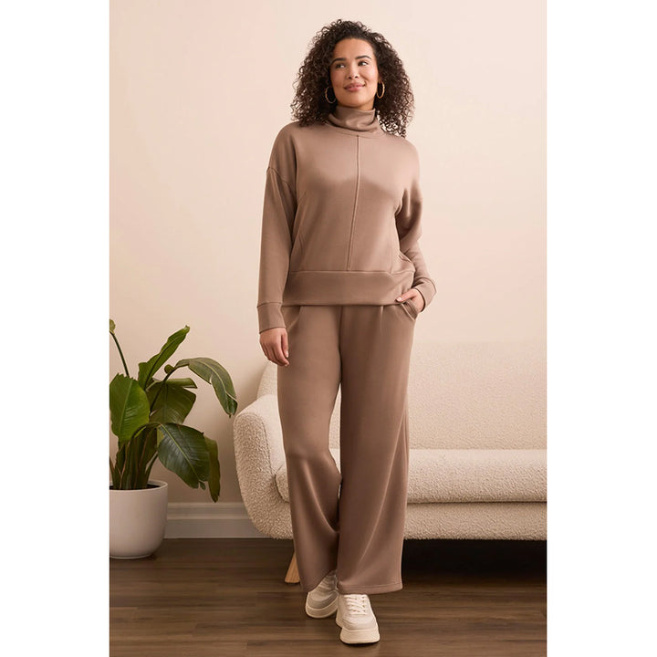 Tribal Techno Lux Drop Shoulder Funnel Neck Knit Top