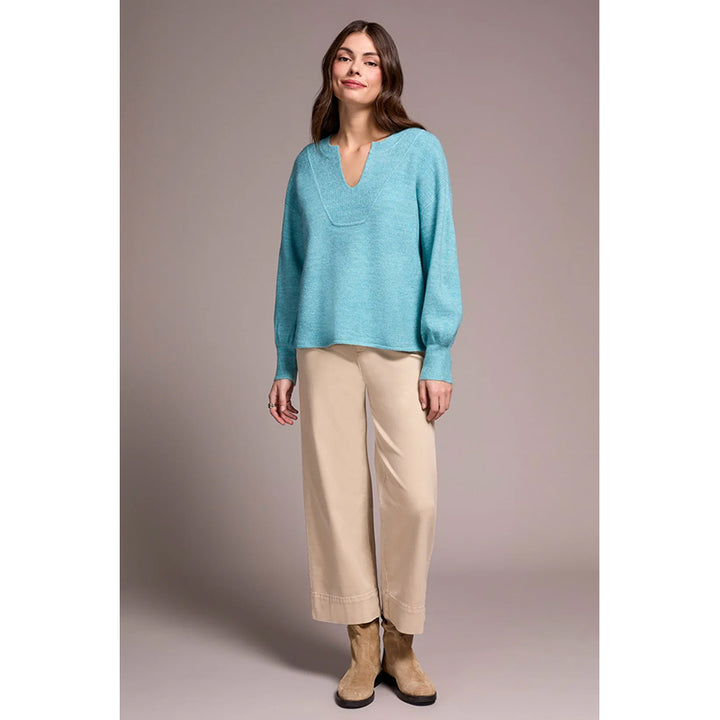 Tribal Mandarin Collar Long Puff Sleeve Sweater