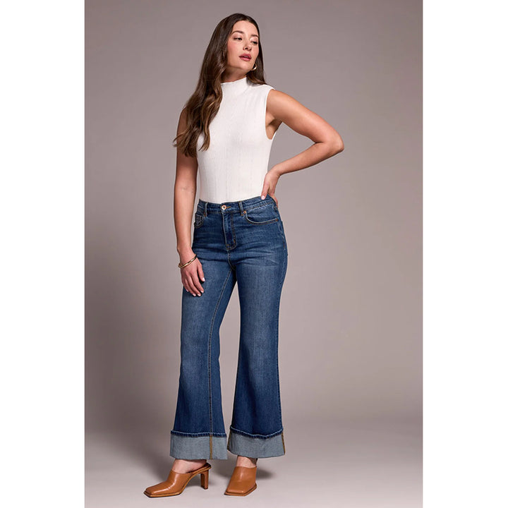 Tribal Brooke Cuffed Palazzo Jeans