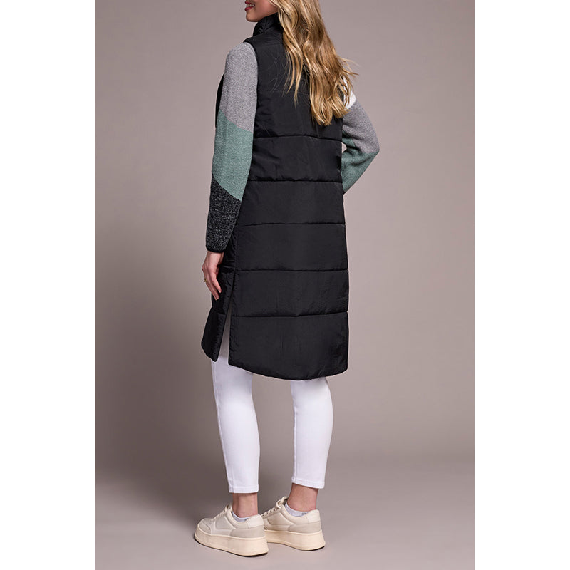 Tribal Long Zip-Front Quilted Vest