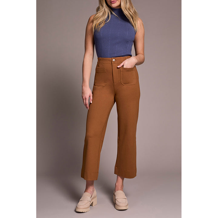 Tribal High Rise Fly Front Capri with Pockets