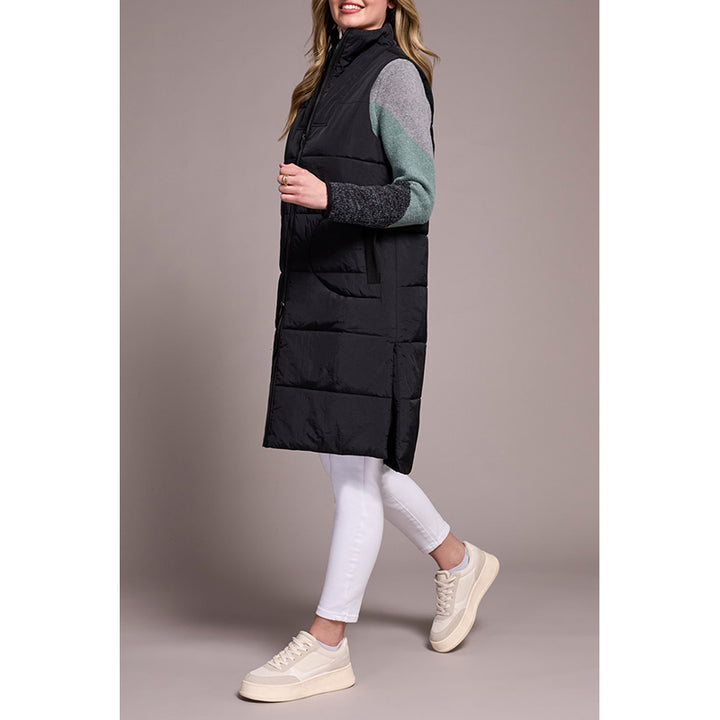 Tribal Long Zip-Front Quilted Vest