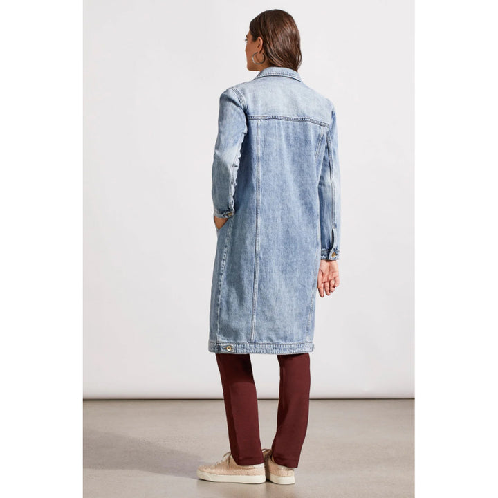 Tribal Pocketed Denim Duster Jacket