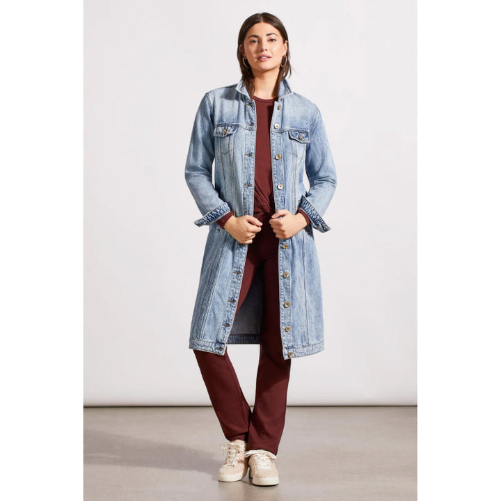 Tribal Pocketed Denim Duster Jacket