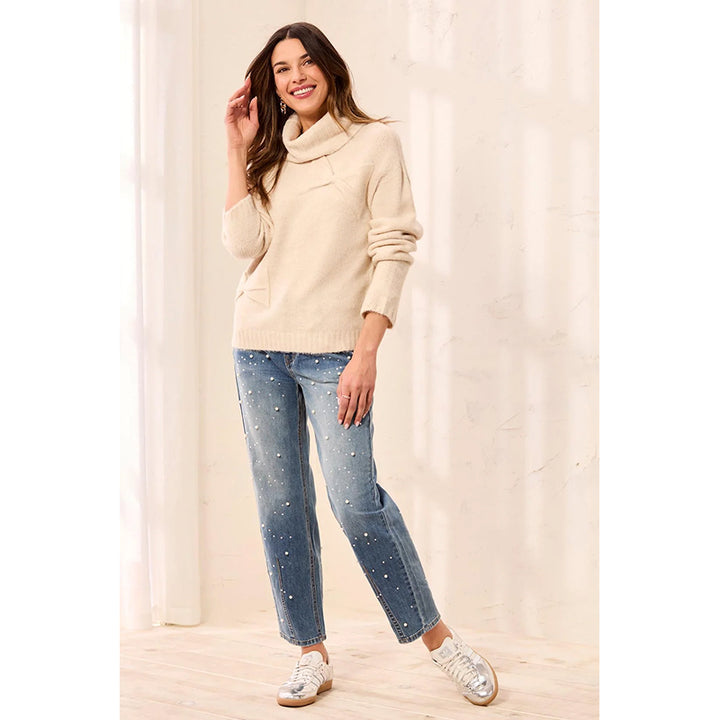 Tribal Turtle Neck Bow DTL Sweater