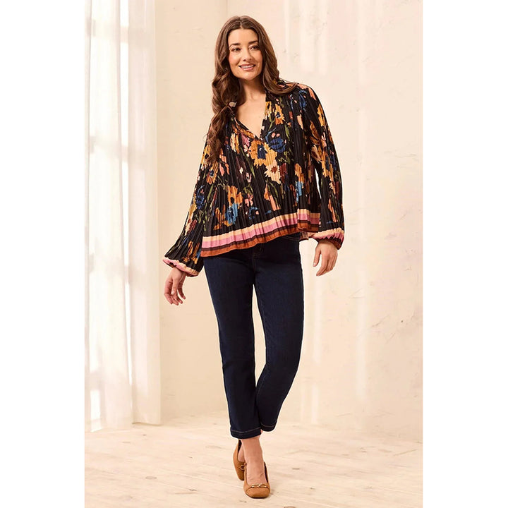 Blouse à manches longues Tribal avec col volanté