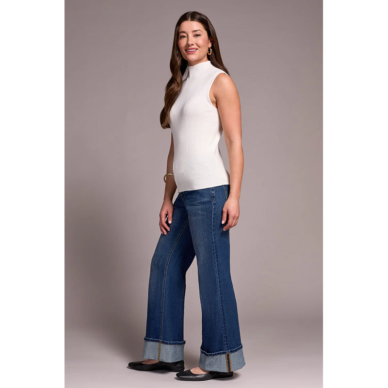 Tribal Textured Sleeveless Mock Neck Top