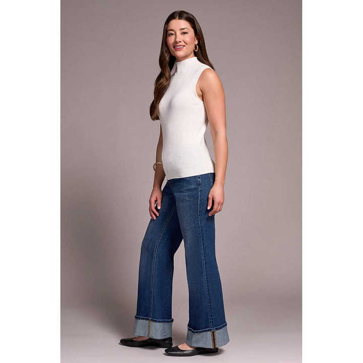 Tribal Textured Sleeveless Mock Neck Top