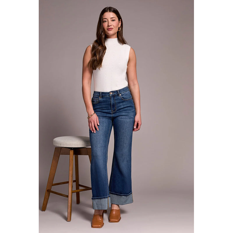 Tribal Brooke Cuffed Palazzo Jeans