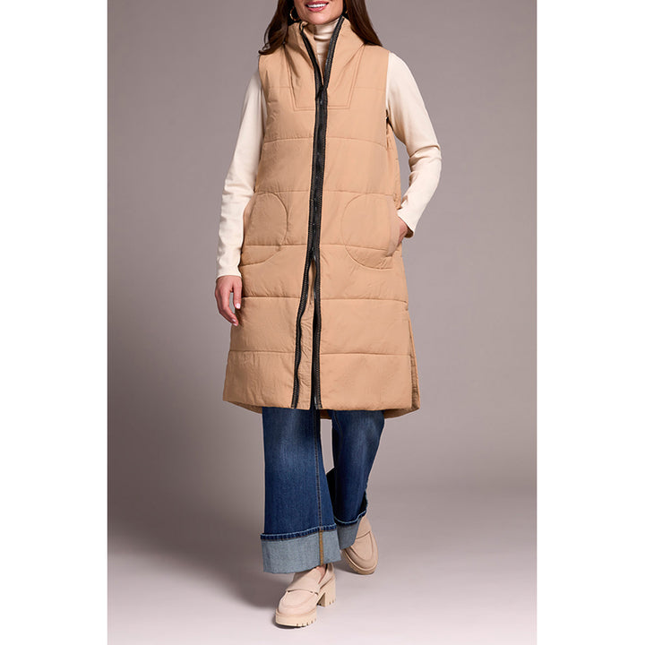 Tribal Long Zip-Front Quilted Vest