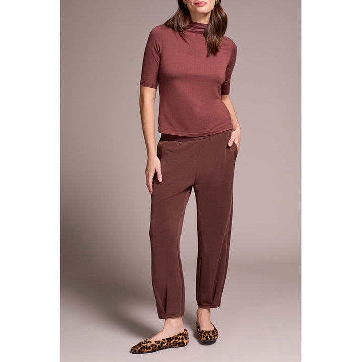 Tribal Funnel Neck Elbow Sleeve Knit Top