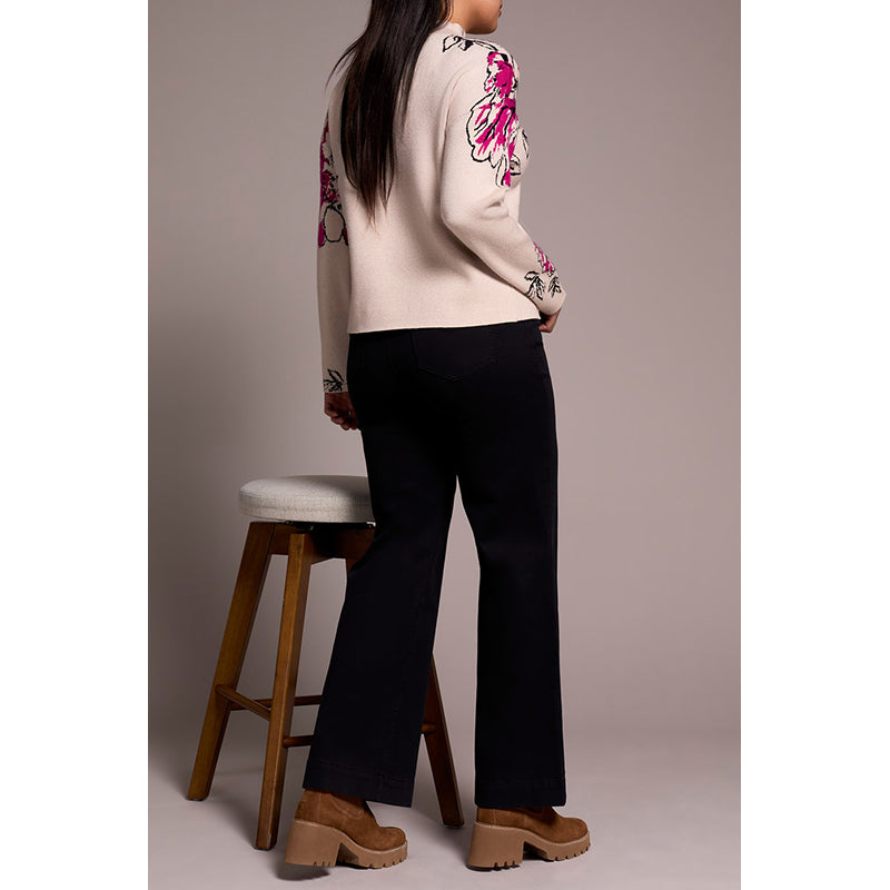 Tribal Knit Jacquard Funnel Neck Sweater