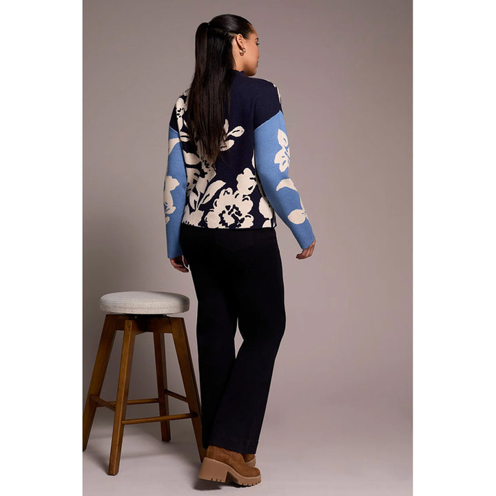 Tribal Knit Jacquard Funnel Neck Sweater