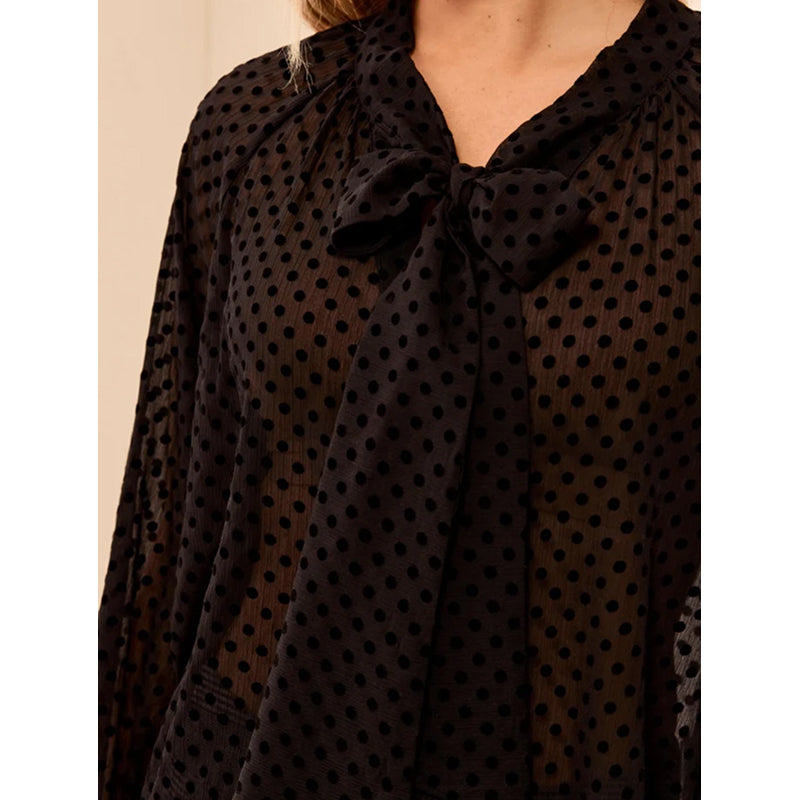 Blouse boutonnée à manches longues avec lien à nouer Tribal