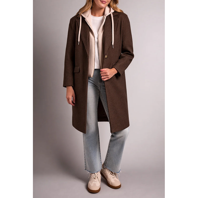 Trench-coat tribal avec capuche façon sweat