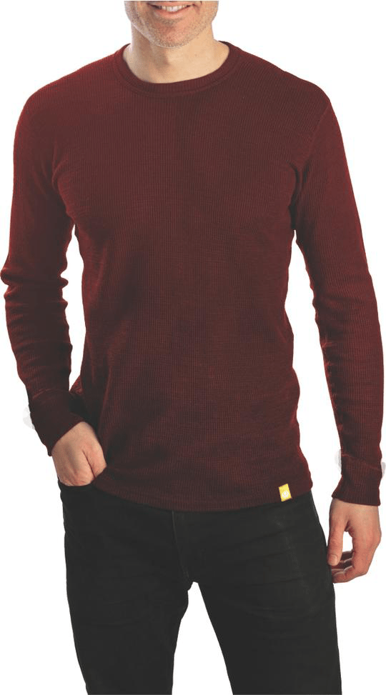 Men's Waffle Crewneck T-shir - In Red