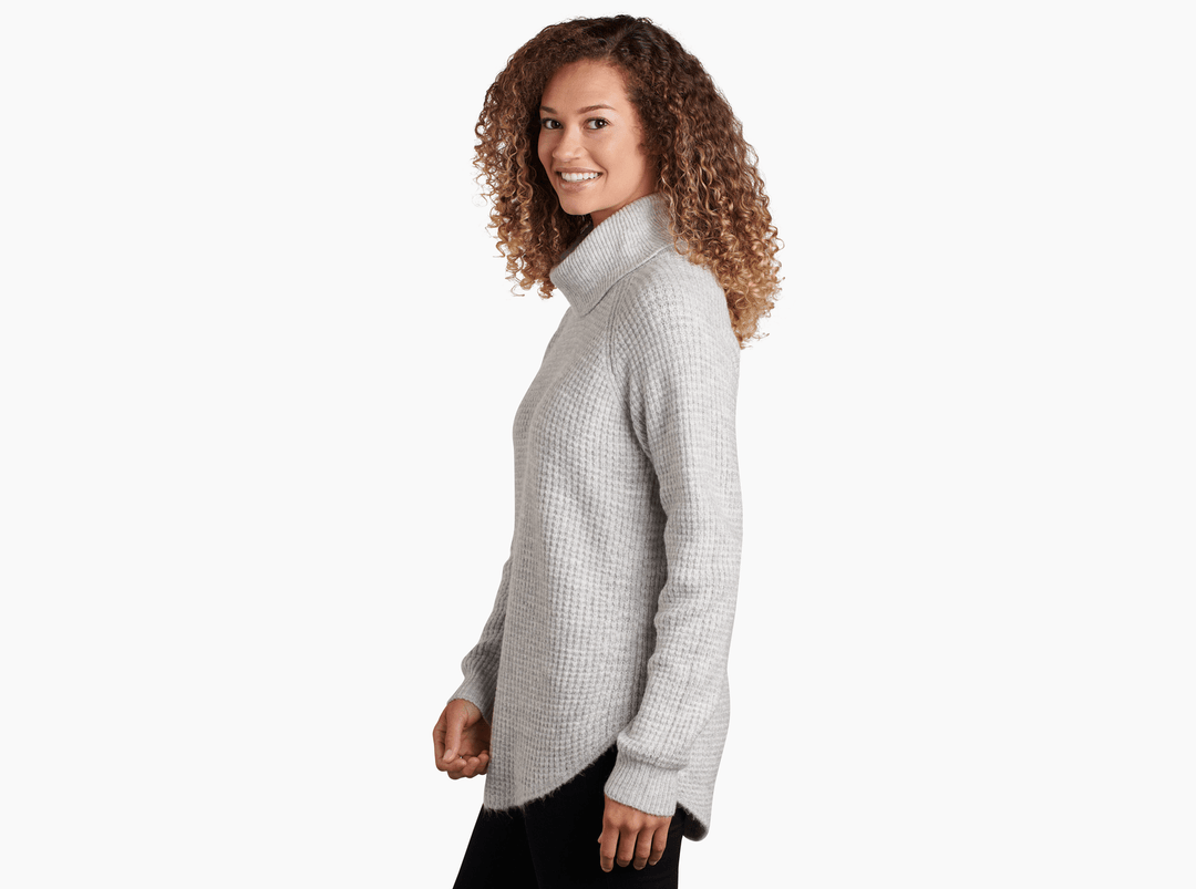 Vamos Outdoors - The KÜHL Sienna Sweater is a perfect fit every time.  Available in Copper, Ash, Big Sky Blue, and Pavement. #kuhl #cozychic  #vamosoutdoors