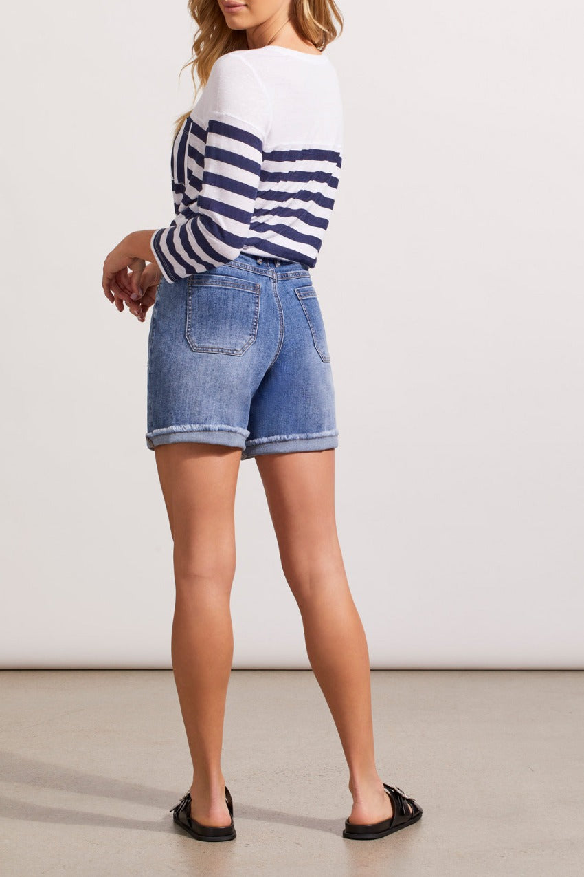 Tribal Audrey Fit Denim Shorts With Patch Pocket