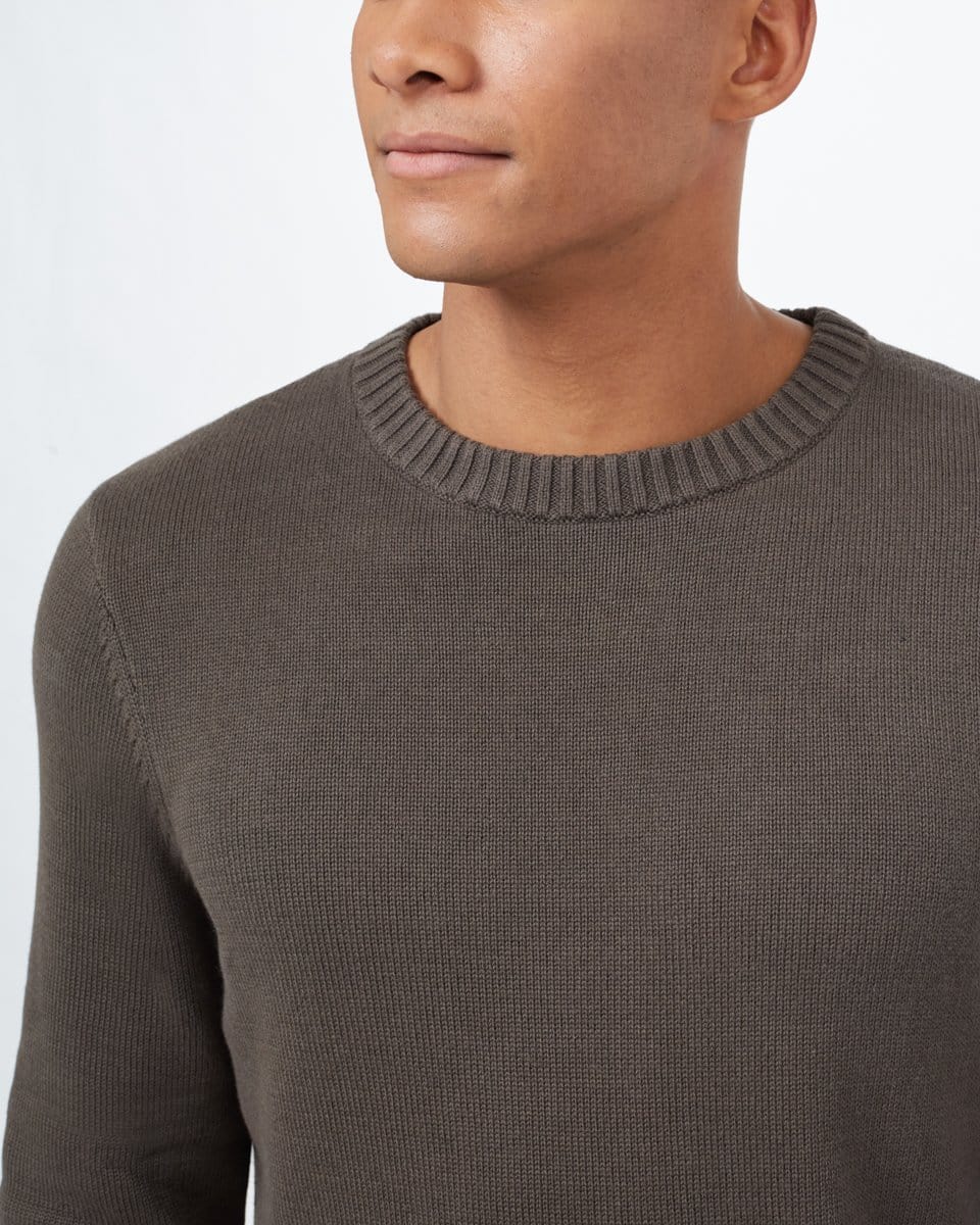 Men's Highline Cotton Crew Sweater - Black Olive Side Seam