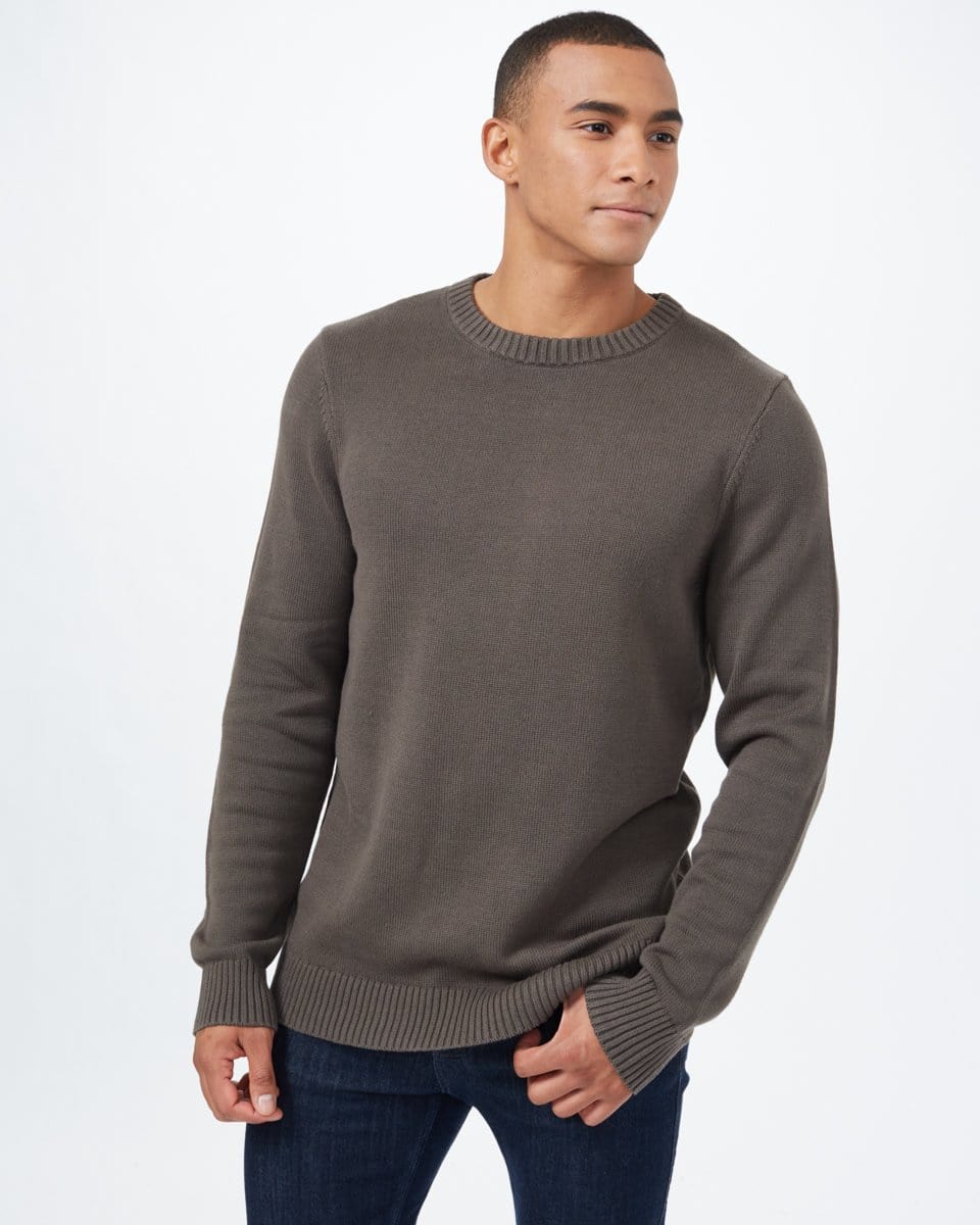 Men's Highline Cotton Crew Sweater - Black Olive Front View
