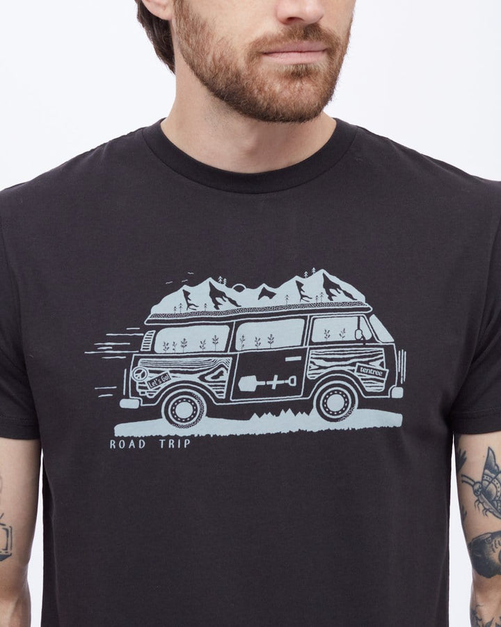 Men's Road Trip T-Shirt - Black Front Close Up