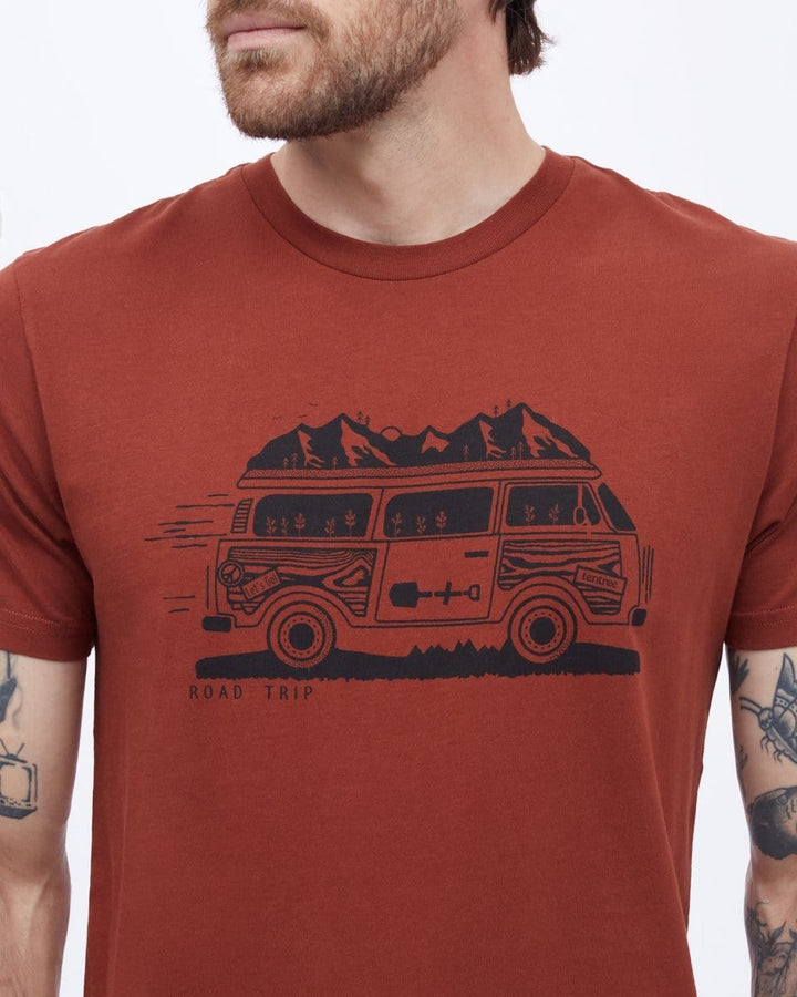 Men's Road Trip T-Shirt - Red Front Close Up